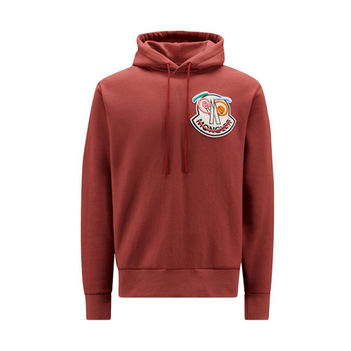 Moncler/蒙克萊 22年秋冬新款 1952系列 男士紅色純棉徽標(biāo)貼片連帽衫衛(wèi)衣H20928G00006809KX590
