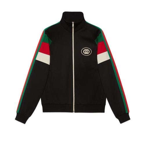  GUCCI古馳 22年秋冬 男士 飾織帶氯丁橡膠拉鏈夾克 698448 XJEEP 1152