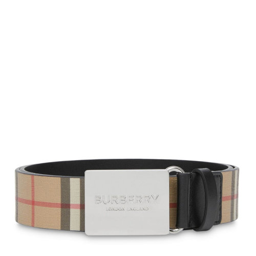 BURBERRY/博柏利 男士經(jīng)典Vintage 格紋飾牌搭扣環(huán)保帆布腰帶皮帶 8015612