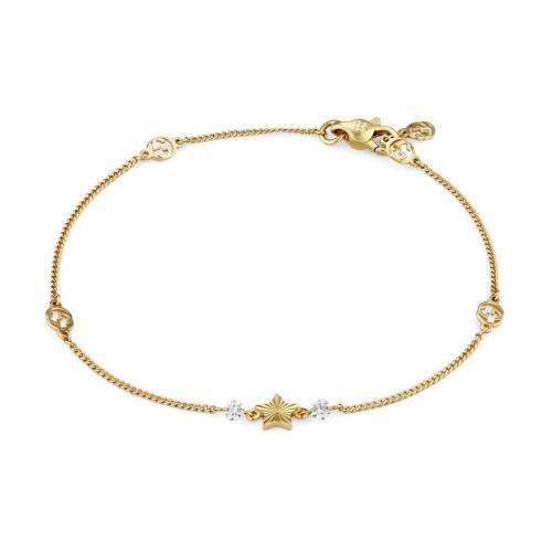  GUCCI古馳 22年秋冬 女士 互扣式雙G 18K黃金星星手鏈 679117 J8540 8000