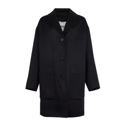 KENZO/高田賢三  凱卓女裝 女士深藍(lán)色羊毛經(jīng)典時尚翻領(lǐng)秋冬外套大衣 F2MA179570.76