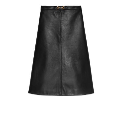  GUCCI古馳 22年秋冬 女士 雙G皮革半身裙 659232 XN336 1000