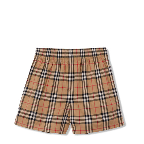 BURBERRY/博柏利 側(cè)邊條紋 Vintage 格紋彈力棉質(zhì)短褲 女士短褲 80405981