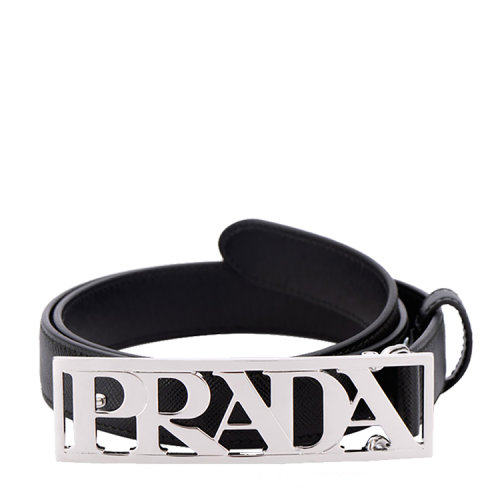 PRADA/普拉達 女士腰帶 牛皮PRADA字樣板扣皮帶  1CC267 053 F0632