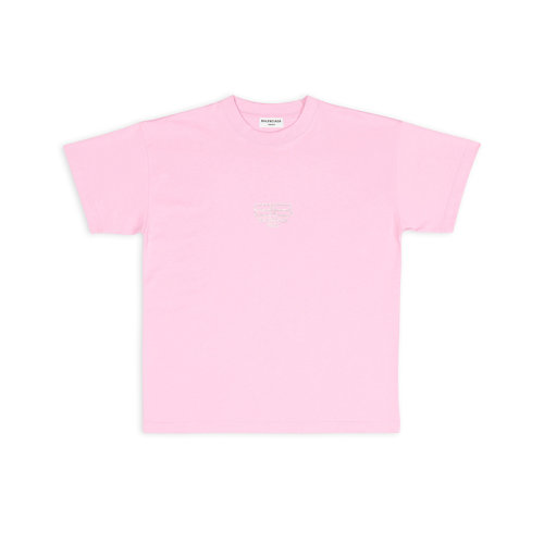 Balenciaga/巴黎世家 22年秋冬新款 女士粉紅色純棉BB PARIS ICON中等剪裁T恤612965TMVP25504