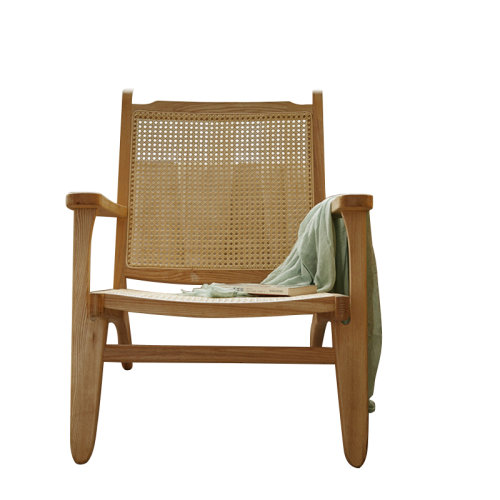 GeleiStory/GeleiStory 實(shí)木藤椅三件套家用陽臺戶外桌椅組合藤編休閑靠背躺椅沙發(fā)椅