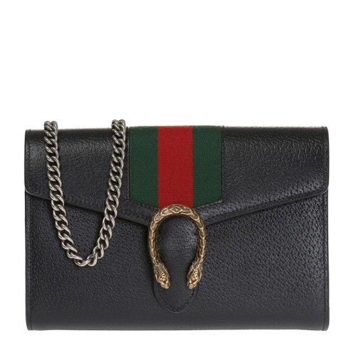 GUCCI 古馳 Dionysus系列 女士黑色牛皮迷你單肩斜挎包