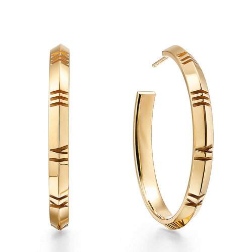 Tiffany & Co./蒂芙尼  Atlas X系列 大號18K金黃金羅馬數字耳環(huán)67786114