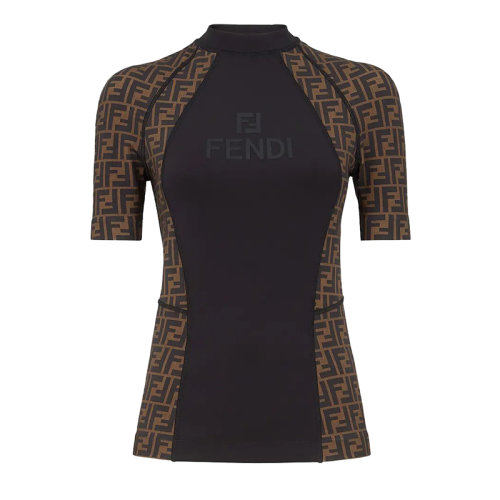 FENDI/芬迪      女士黑色和棕色萊卡無(wú)縫緊身毛衣FAF176AGM5F13IZ