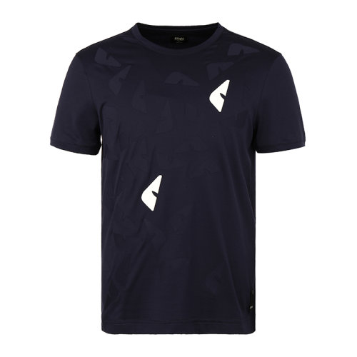 FENDI/芬迪男裝男士短袖T恤男小惡魔眼睛印花圓領(lǐng)短袖FY0894AAOS