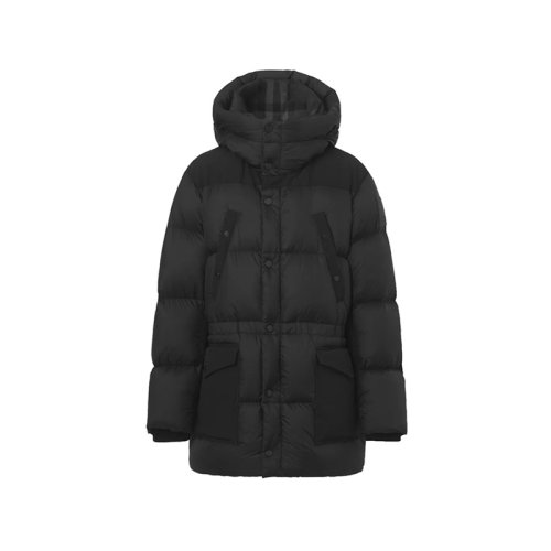 BURBERRY/博柏利【22秋冬新款】男款連帽羽絨服外套黑色徽標(biāo)貼飾 80438451