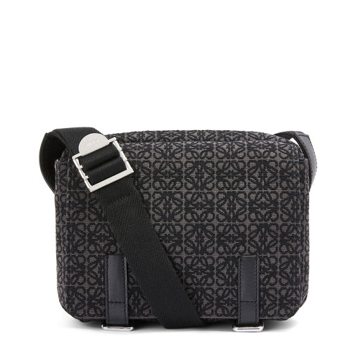 LOEWE/羅意威 XSMilitary系列 男士黑色提花小牛皮斜挎相機包0010651073