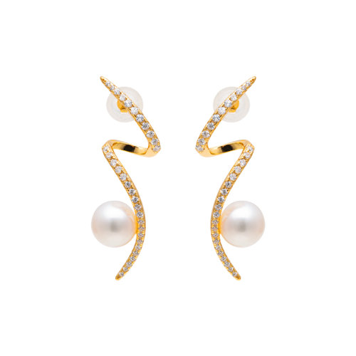 GeleiStory/GeleiStory女士淡水珍珠耳釘個(gè)性耳環(huán)簡(jiǎn)約幾何耳飾925銀鍍金耳釘首飾＞耳飾＞耳釘