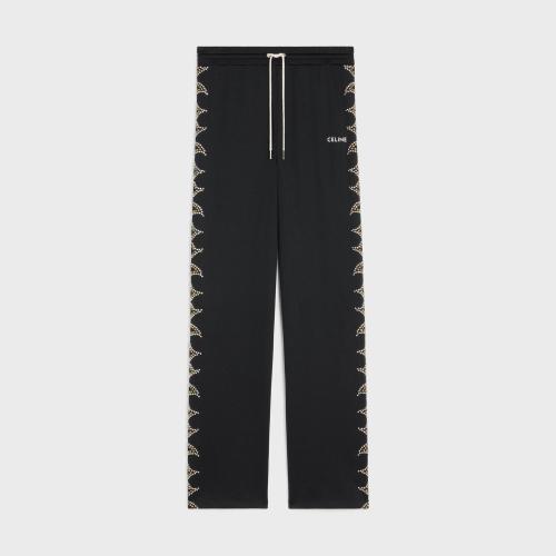  CELINE賽琳思琳 22年秋冬 男士 休閑褲 FLAME刺繡雙面平紋針織運(yùn)動(dòng)褲 2Z225121O.38SG