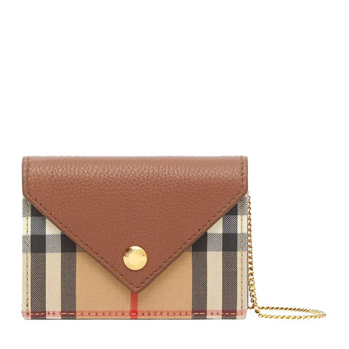 BURBERRY/博柏利  Vintage 格紋拼皮革卡片夾（含背帶） 織物/配皮 80251631