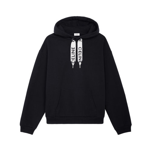 CELINE/賽琳 22年春夏新款 男士黑色純棉抓絨寬松連帽衫衛(wèi)衣2Y468670Q.38NO