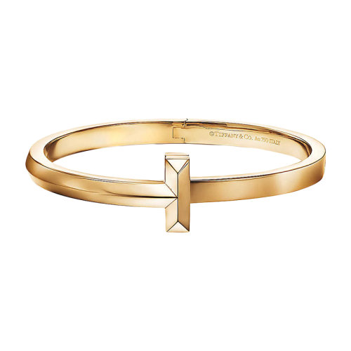 Tiffany & Co./蒂芙尼 Tiffany T系列 18K金黃金寬鉸鏈T形手鐲 GRP11523