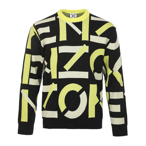 KENZO/高田賢三22春夏字母提花潮流撞色男士套頭針織衫/毛衣 FC55PU6913