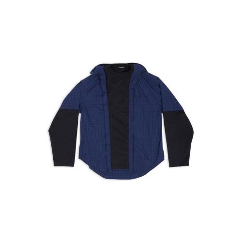  BALENCIAGA巴黎世家 22年秋冬 男士 長袖T恤 Bb Icon Trompe Loeil Shirt in Navy Blue 699227