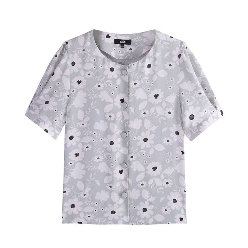 SHOKAY/繡嘉  女士短袖襯衫泡泡短袖圓領(lǐng)衫