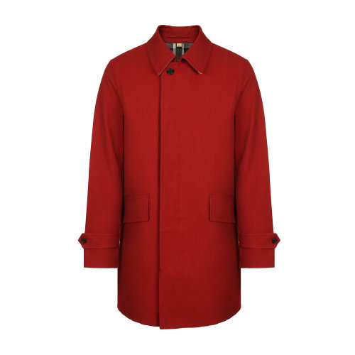 BURBERRY/博柏利 純棉翻領棗紅色男士大衣 男士外套 棉服 夾克 上裝 瑕疵特賣（陳列痕跡，不影響使用）