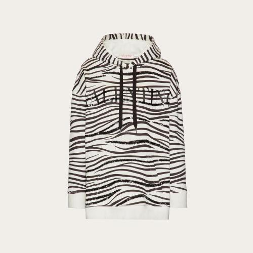  VALENTINO華倫天奴 22年秋冬 女士 衛(wèi)衣 SWEAT a CAPUCHE EN JERSEY BRODé a IMPRIMé ZEBRA