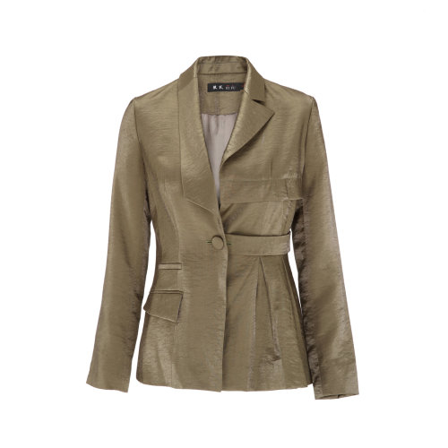 bifu by xingchen/彼伏海藻綠金屬光澤感西裝外套女士西服