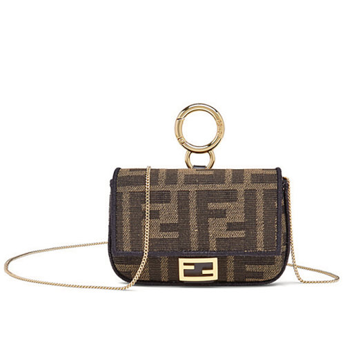 FENDI/芬迪 20 BAGUETTE系列 經(jīng)典老花帆布法棍迷你斜挎手提包 7AR844A6V5F17U4