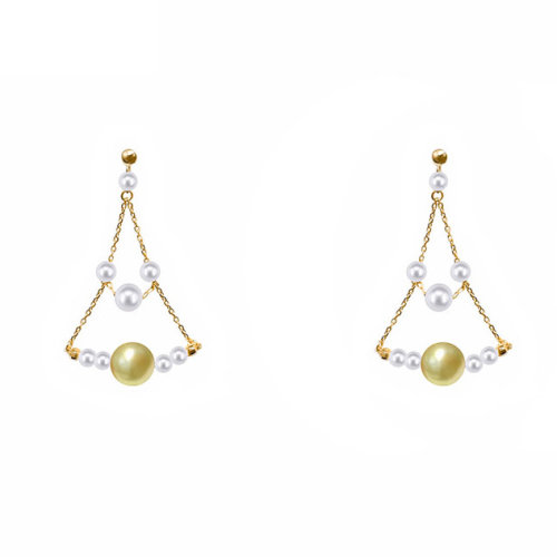 zhuella/珠艾樂 日本akoya海水珠 漸變平衡18k金耳環(huán)耳釘耳飾