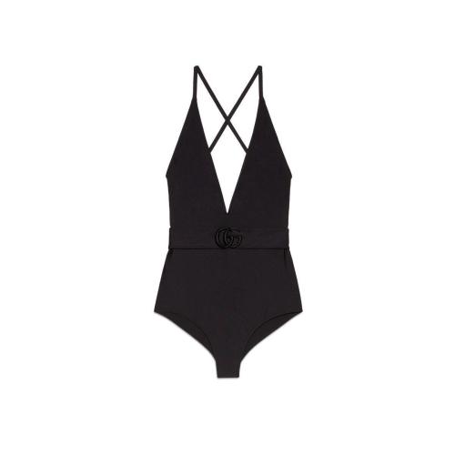  GUCCI古馳 22年秋冬 女士 雙G閃亮針織面料泳裝式連體衣 665724 XHAD7 1000