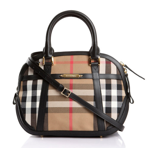 BURBERRY/博柏利 女士拼色織物配皮經(jīng)典復(fù)古格紋拉鏈開(kāi)合單肩包斜挎包手提女包 3903898