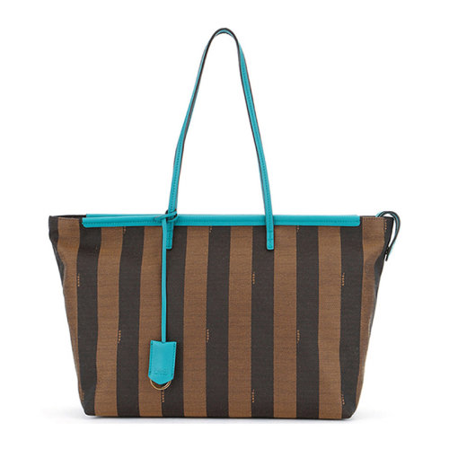 Fendi/芬迪 女士織物配皮條紋大號(hào)時(shí)尚手提包托特包單肩包