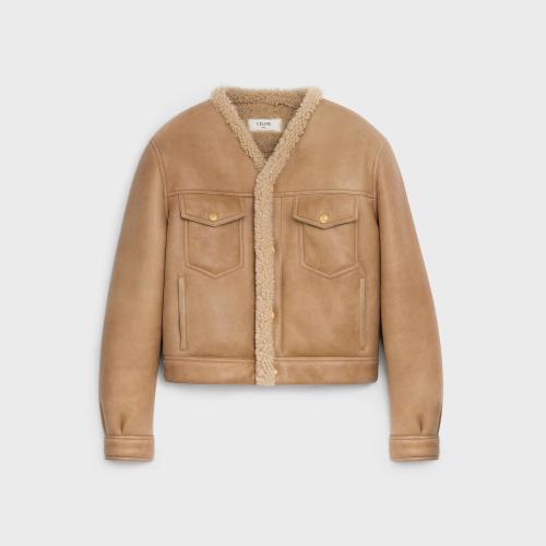  CELINE賽琳思琳 22年秋冬 女士 夾克 卷毛羊皮革牛仔夾克 2F360274T.18EM