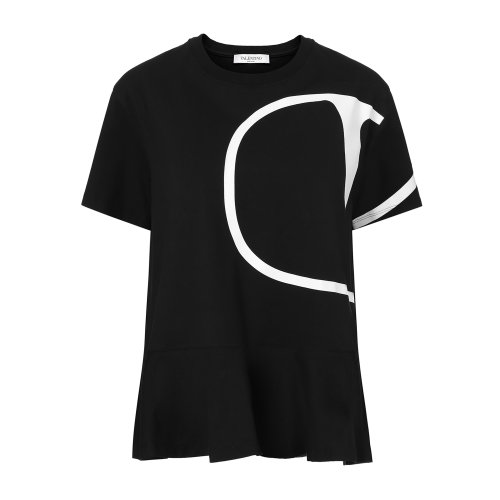 Valentino/華倫天奴 黑色/白色 女士VLOGO印紋短袖T恤 TB3MG03T5860NI 2020早春