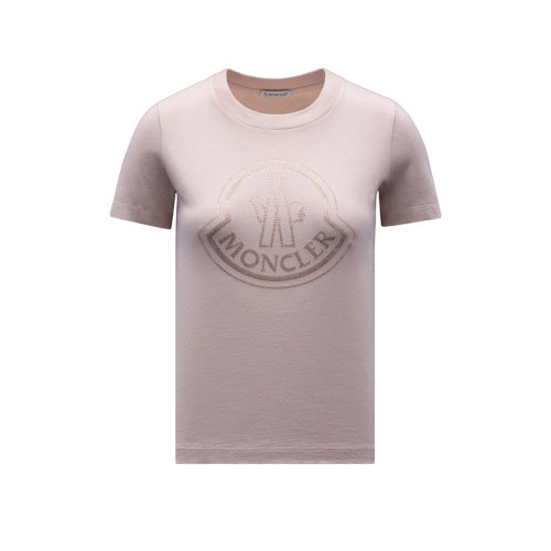 Moncler/蒙克萊 22年秋冬新款 女士花瓣粉色純棉水晶徽標(biāo)短袖T恤H20938C00016829FB514