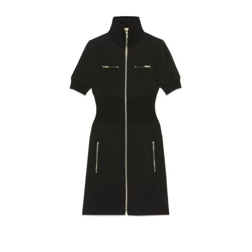  GUCCI古馳 22年秋冬 女士 飾拉鏈細(xì)節(jié)羊毛連衣裙 715310 XJEUX 1000