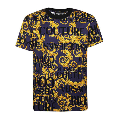 VERSACE JEANS/范思哲牛仔 男士多色拼色棉質(zhì)經(jīng)典字母徽標印花裝飾圓領短袖T恤 B3GVA7SA-S0630-200