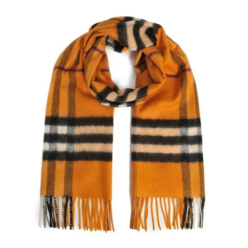 BURBERRY/博柏利 男女通用 中性橙色格紋羊絨圍巾圍脖 3953992