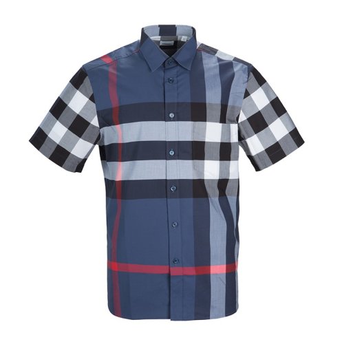  BURBERRY/博柏利 男士格紋棉質(zhì)短袖襯衫 8017323 PLFSX