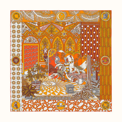 HERMES/愛馬仕 廣場的亞馬遜之舞 印花 圍巾/披肩圍巾 H003535S 10 倉內(nèi)秒發(fā)橙色系 均碼