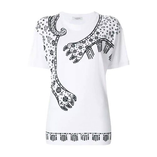 Valentino/華倫天奴  女裝 時(shí)尚百搭 動(dòng)物印花 女士白色棉質(zhì)短袖T恤 PB3MG06Z3TP0BO  HKY210303