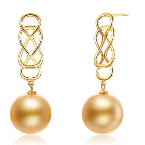 【新品】SANDYRILLA/仙蒂瑞拉 精工高品質 12-13mm正圓南洋金珍珠18K金耳墜