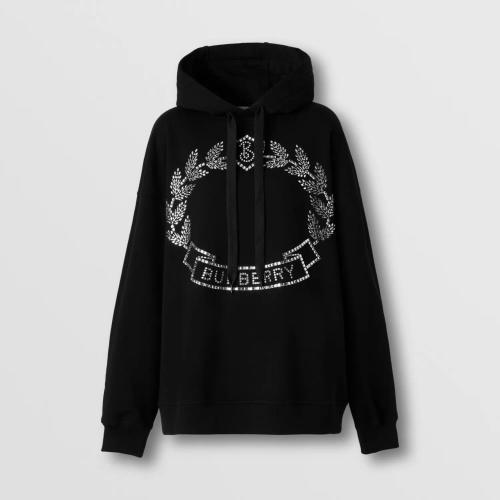  BURBERRY 22年秋冬 女士 人造水晶橡樹葉徽章棉質(zhì)寬松連帽衫 80622271