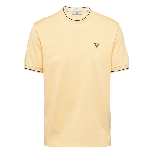 PRADA/普拉達(dá) 秋冬 男士香草色修身版型珠地棉短袖T恤UJN452_1ZMI_F0032_S_181