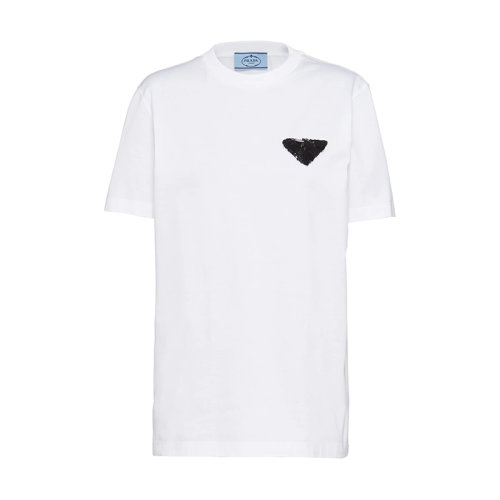 PRADA/普拉達(dá)  女士白色棉質(zhì)刺繡平紋針織T恤35838R_1ZVO_F0964_S_162