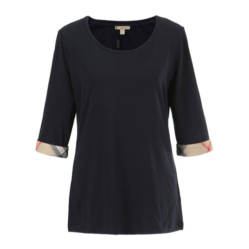 BURBERRY/博柏利女裝 服飾 時尚潮流 經(jīng)典格紋彈力棉七分袖半袖 女士短袖T恤