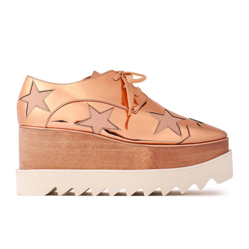 Stella McCartney/絲黛拉麥卡妮 玫瑰金拼裸色星星 鋸齒厚底女士休閑運(yùn)動(dòng)鞋 363998W0ZR5