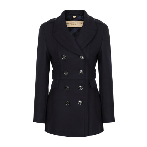 BURBERRY/博柏利 藍(lán)黑色雙排扣女士大衣 女士外套 上裝 女裝
