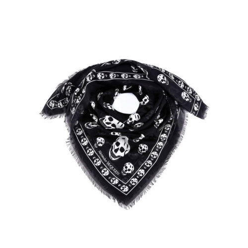 Alexander McQueen/亞歷山大麥昆 男女同款骷髏頭品牌字母印花時尚簡約絲巾圍巾 5577174943Q