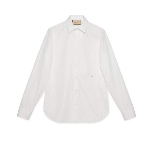  GUCCI古馳 22年秋冬 男士 棉質(zhì)真絲府綢襯衫 699550 ZAJQG 9000